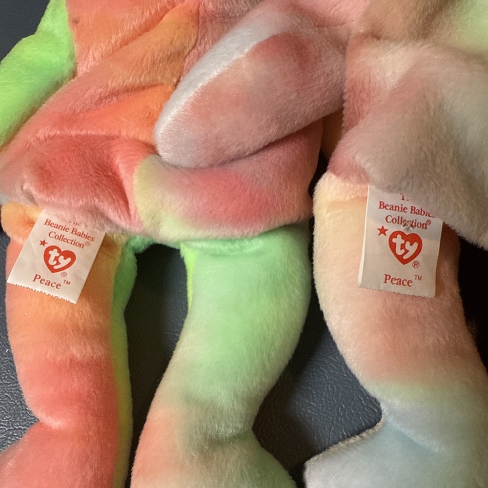TY Original‎ Beanie Babies Lot Of 4  Peace '96 Flitter '99 One Flitter Is Teenie - Picture 7 of 13